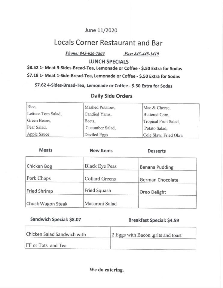 Locals Corner Restaurant & Bar 811 Seaboard St, Myrtle Beach