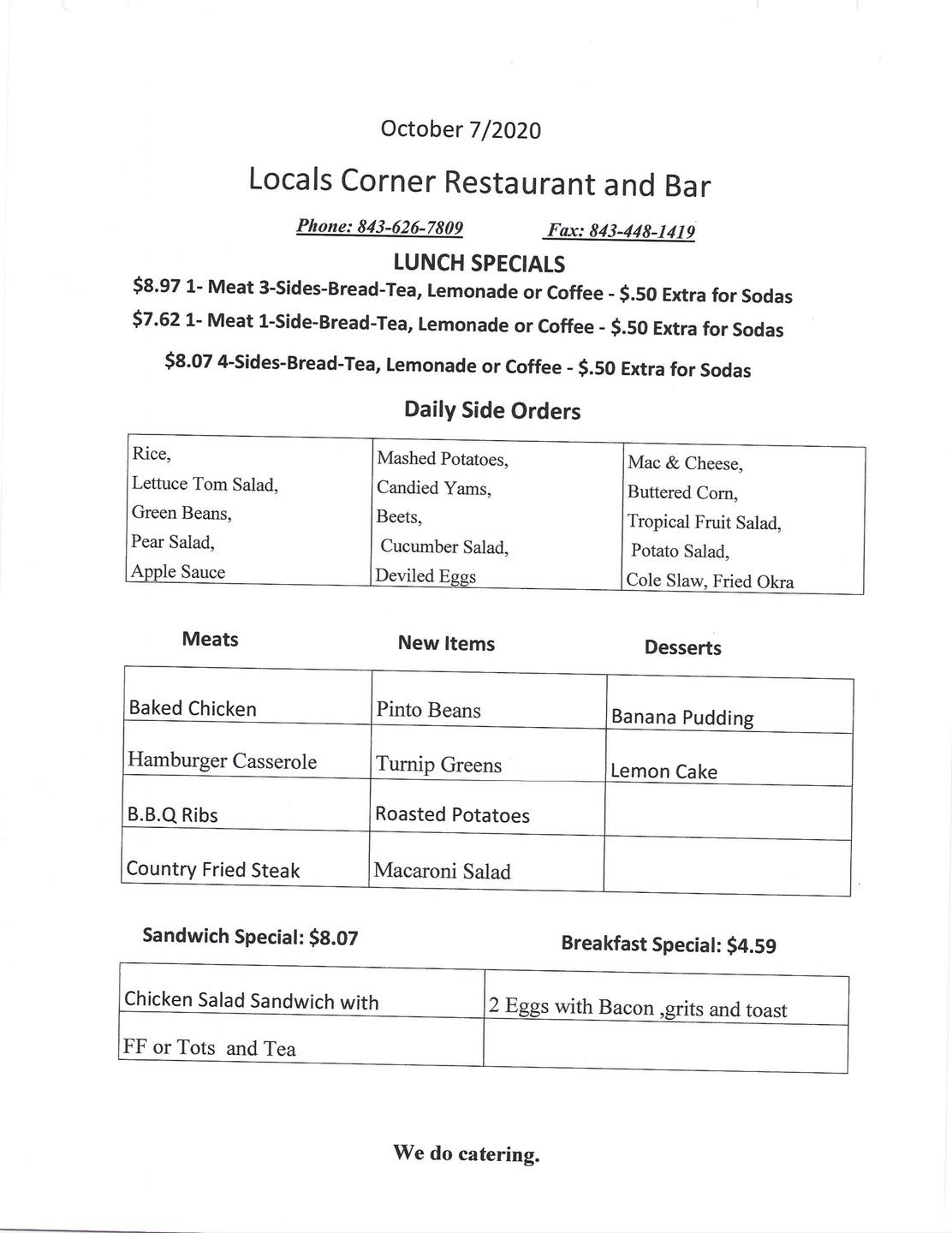 Locals Corner Restaurant & Bar 811 Seaboard St, Myrtle Beach