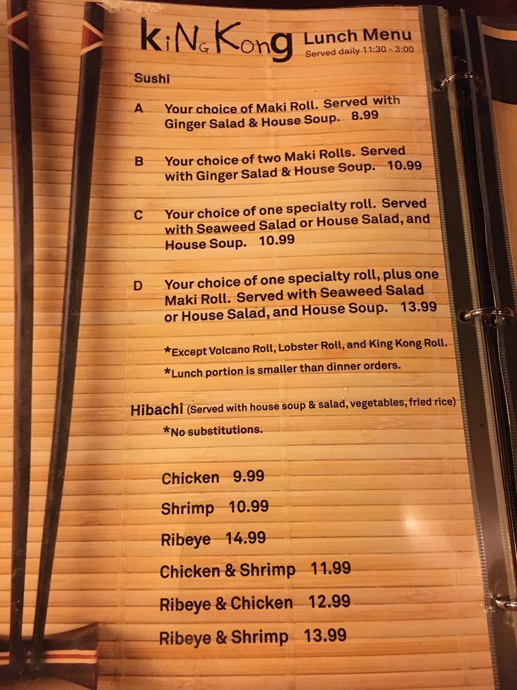 King Kong Sushi Bar and Grill 2120 Oakheart Rd, Myrtle Beach