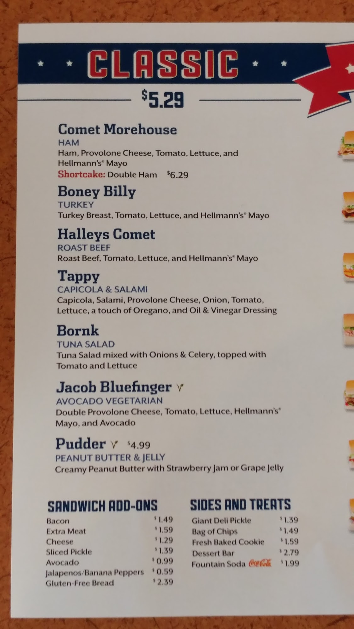 Erbert and Gerberts Menu