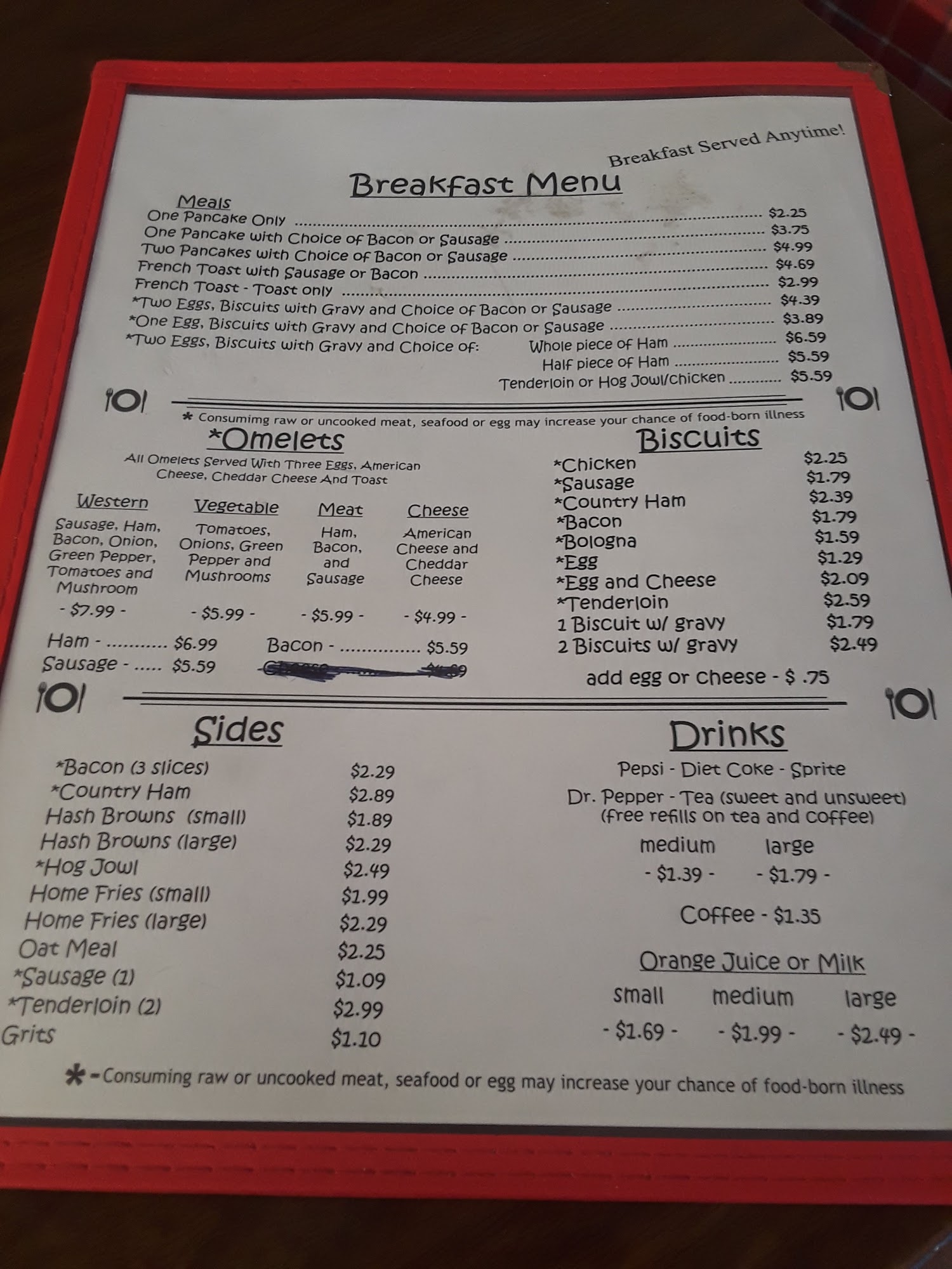 Judy's Hillview Restaurant Menu