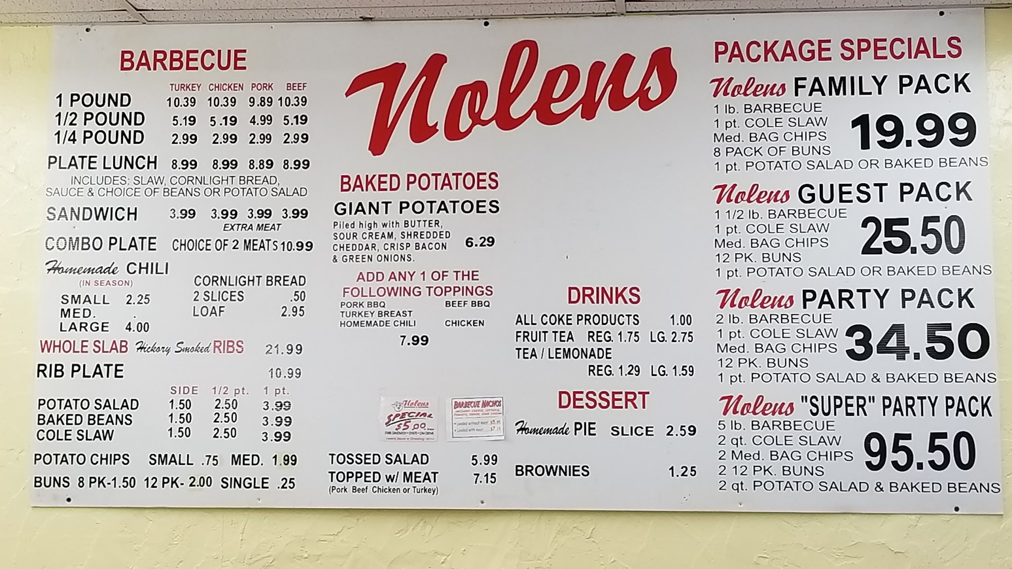 Nolen's BBQ Menu