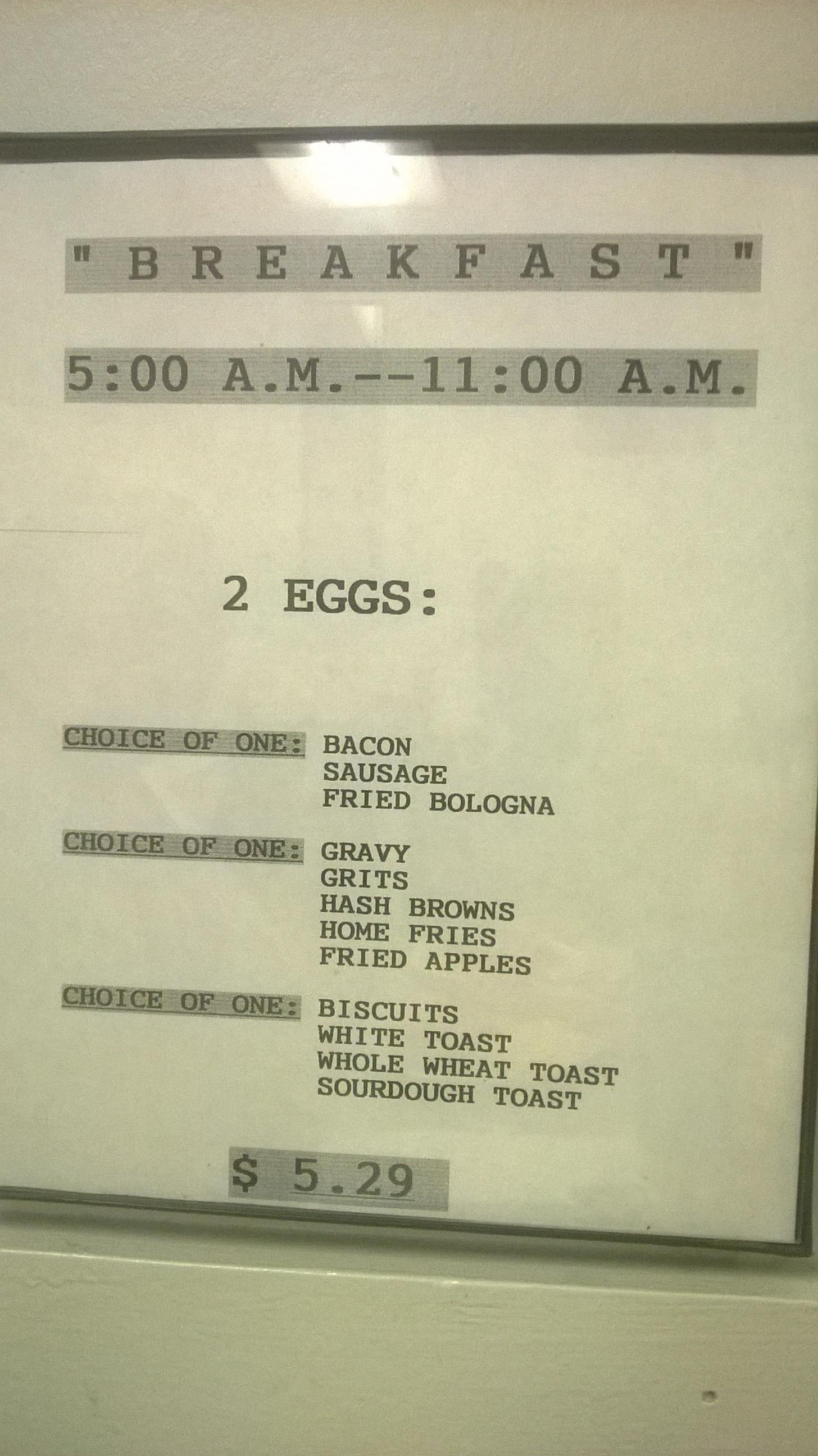 Sittin Bull Restaurant Menu