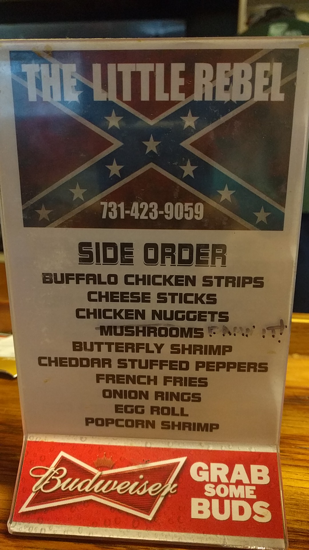 Little Rebel Drive In Menu