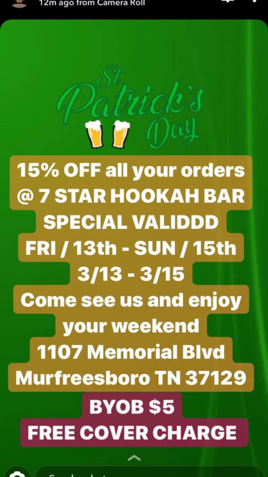 7Star hookah 1107 Memorial Blvd, Murfreesboro
