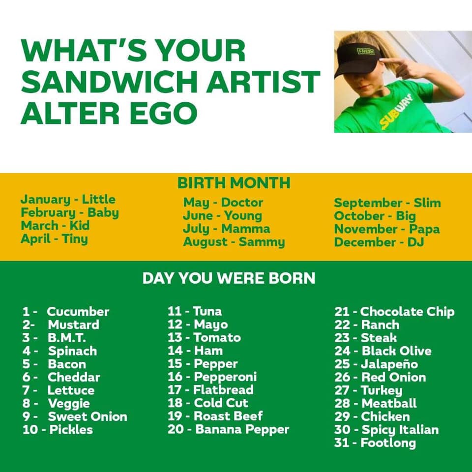 Subway Menu