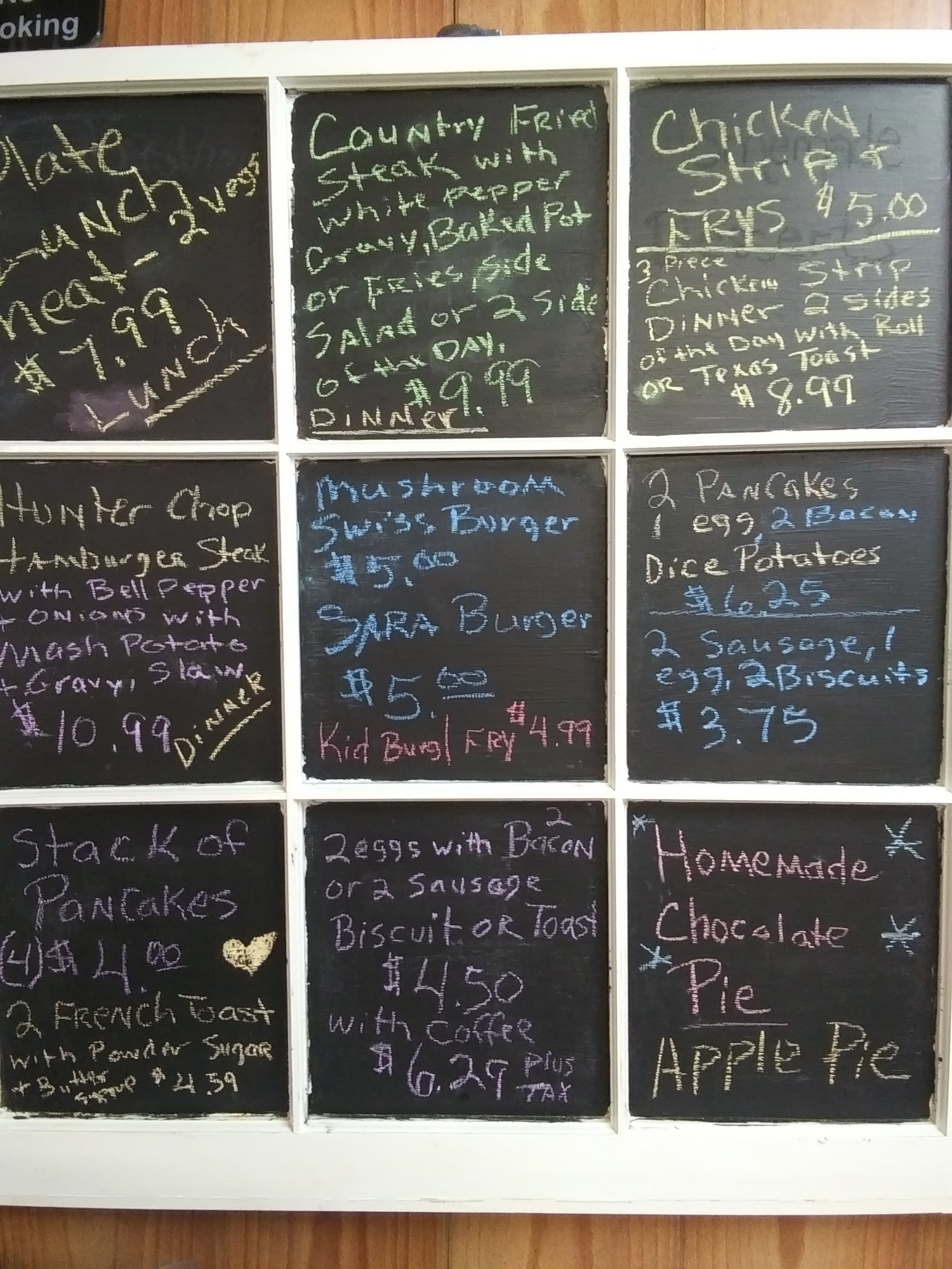 Sara's Cooking Shack Menu