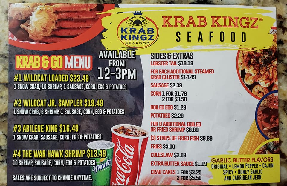 Krab Kingz Seafood 401 Butternut St, Abilene