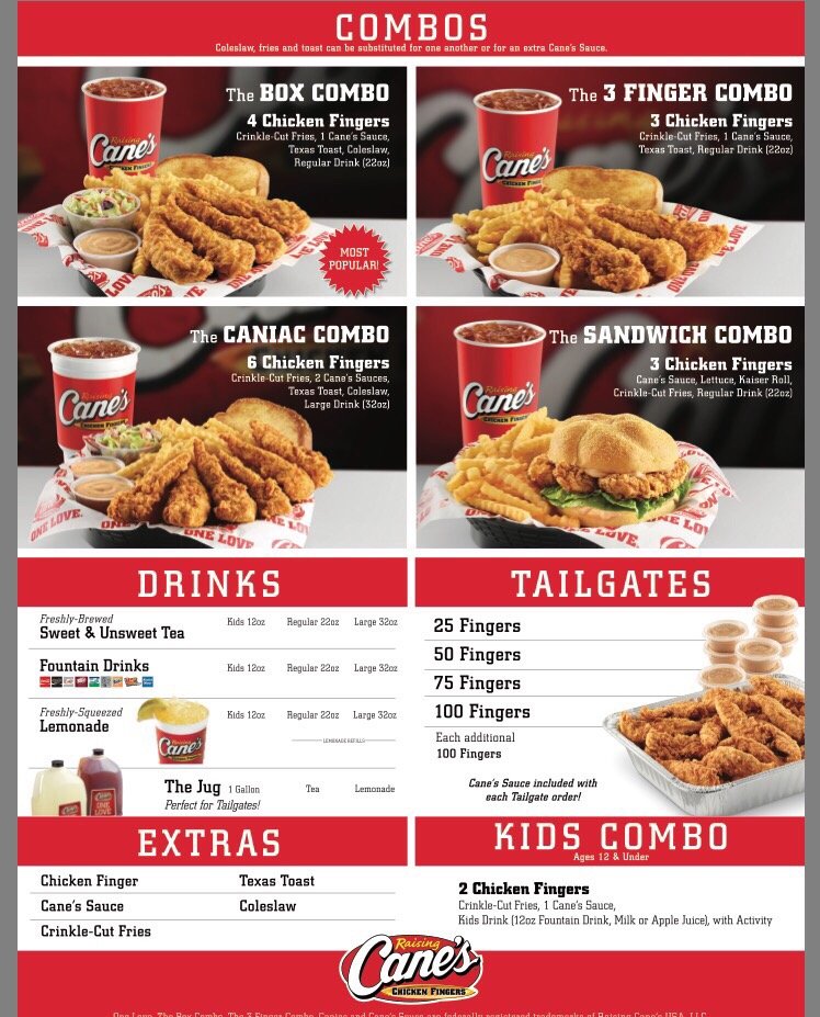 Raising Cane's 4700 Coulter St S, Amarillo - Menu, Reviews (230 ...