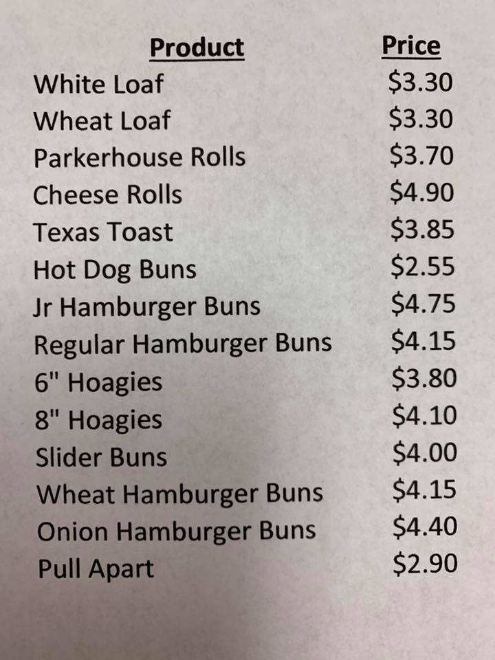 Johnson's Bread Company Menu