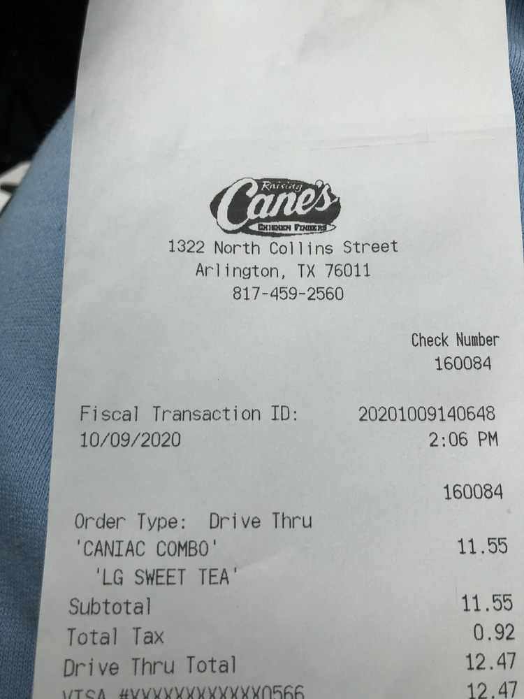 Raising Cane's Chicken Fingers 1322 N Collins St, Arlington