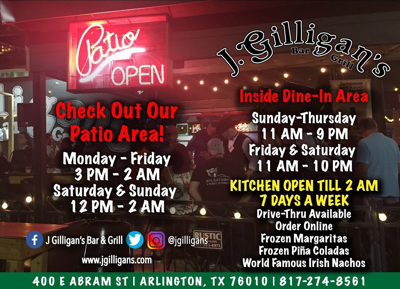 J. Gilligan's Bar & Grill 400 E Abram St, Arlington