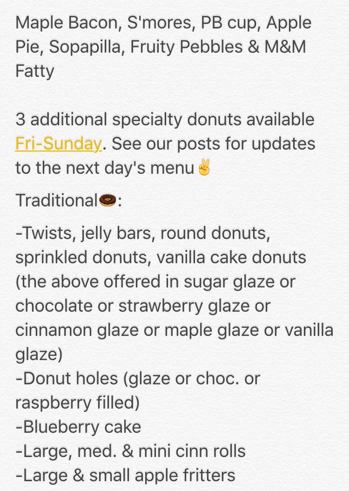 BELLE DONUTS Menu