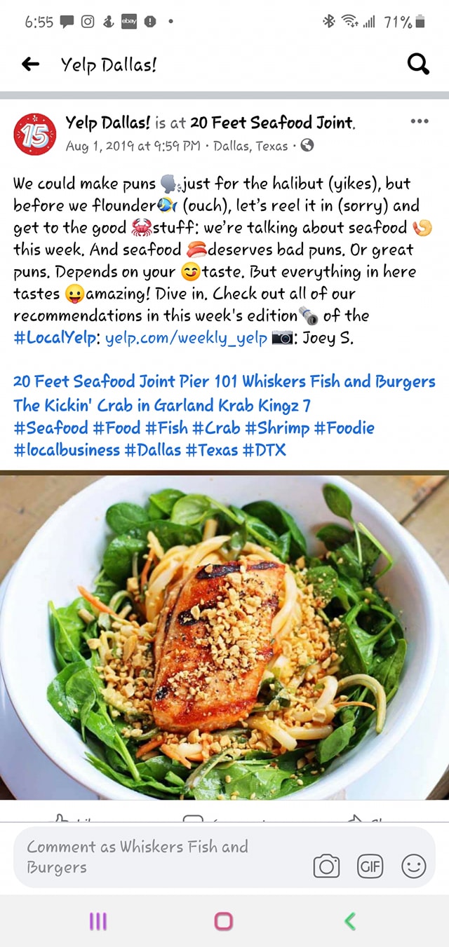 Whiskers Fish and Burgers 1702 Singleton Blvd, Dallas
