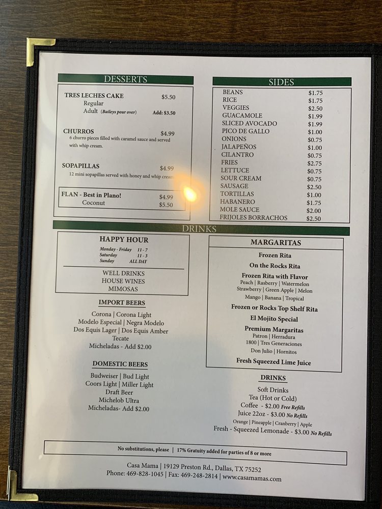 Casa Mama's Restaurant 19129 Preston Rd, Dallas