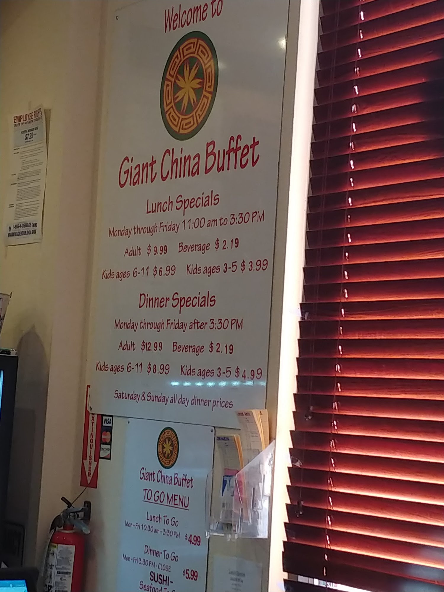Giant China Buffet Menu