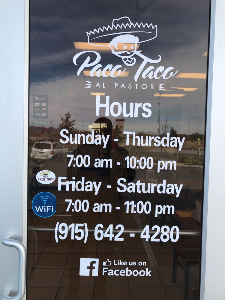 Paco Taco al Pastor 900 Talbot Ave UNIT G, El Paso