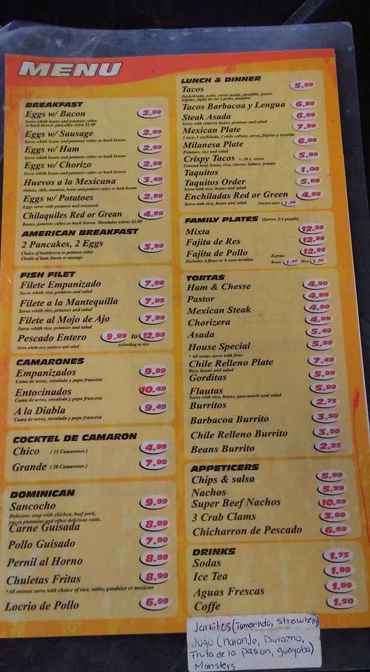 Mercedes Food Wagon Menu