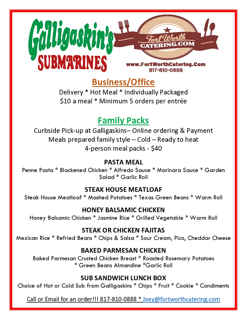 Galligaskin's Submarines Restaurant & Catering 5817 Camp Bowie Blvd, Fort Worth