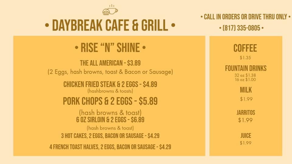 Daybreak Cafe & Grill 2720 White Settlement Rd, Fort Worth
