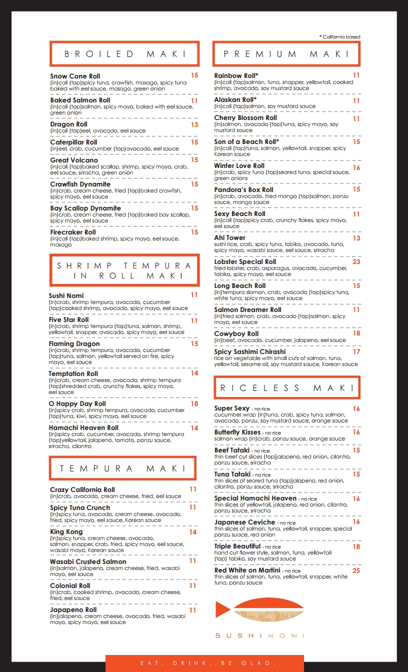 Sushi Nomi 8653 N Beach St #205, Fort Worth