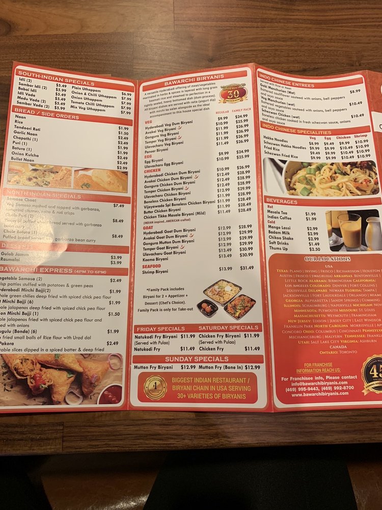 Bawarchi Biryanis - Frisco Indian Cuisine 4950 W Eldorado Pkwy #400, Frisco