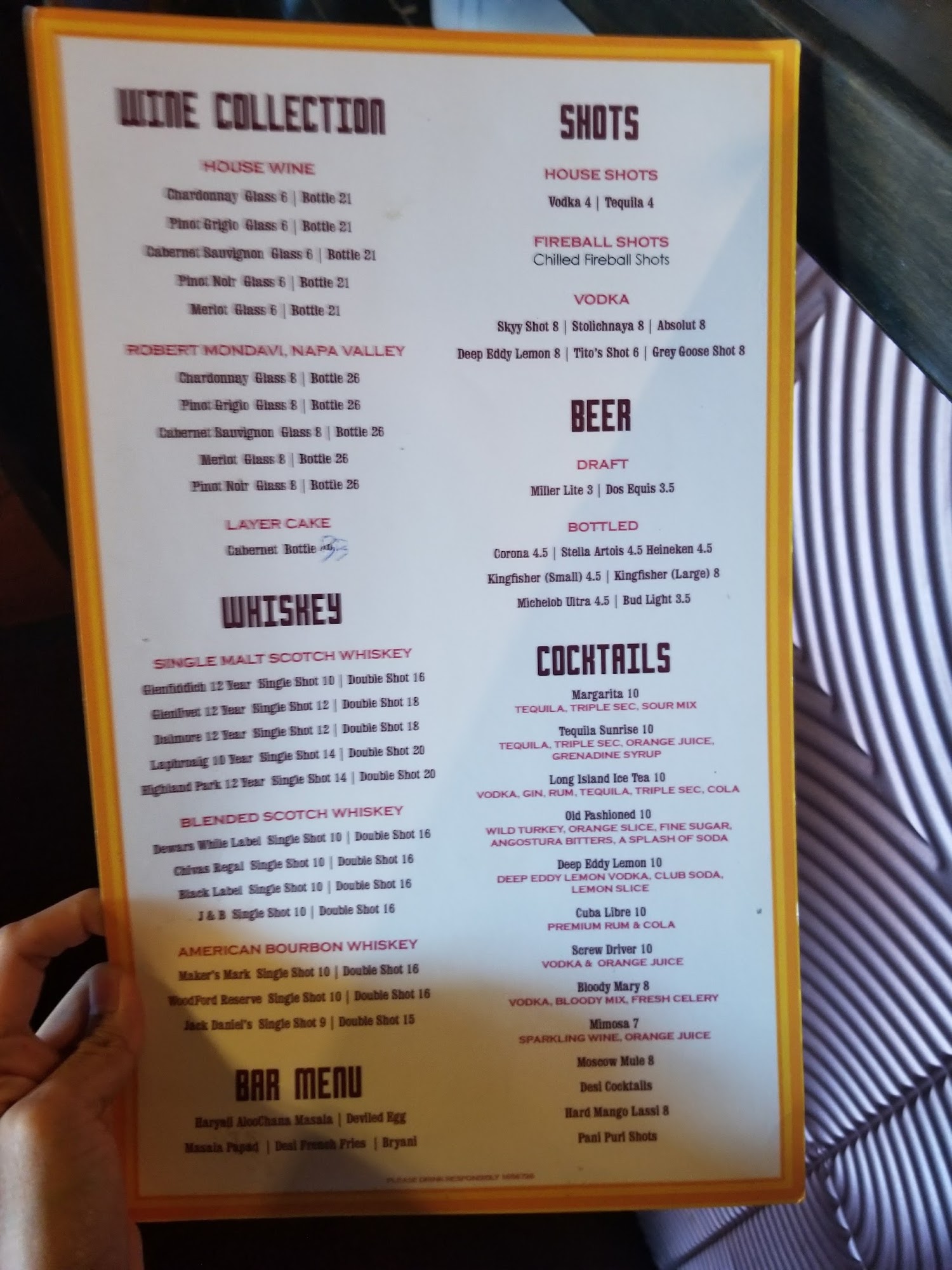 Sigree Indian Cuisine Menu