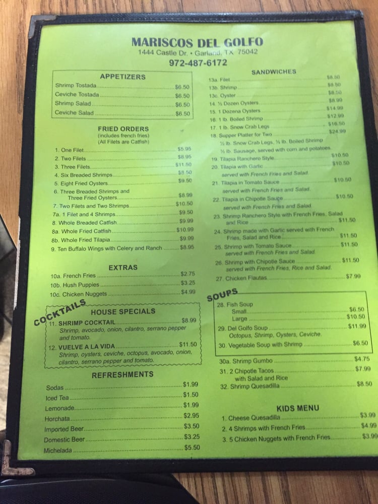 Mariscos Golfo Restaurant 1444 Castle Dr, Garland