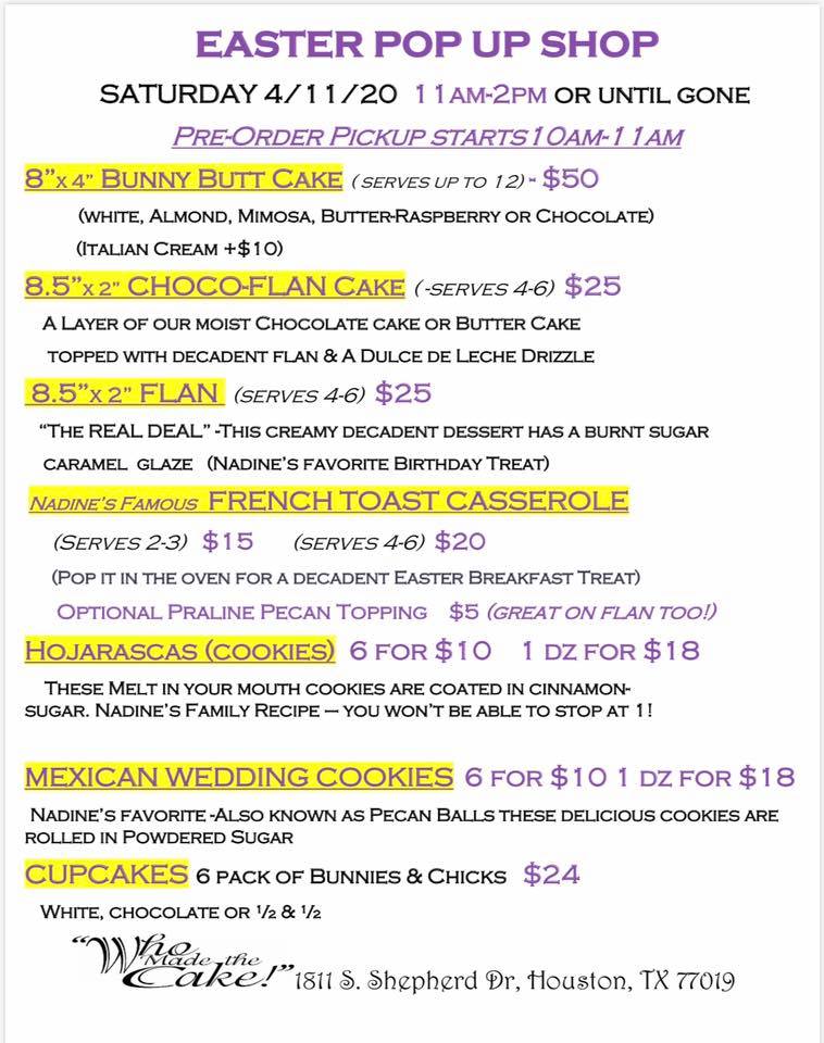 Who Made the Cake! Menu