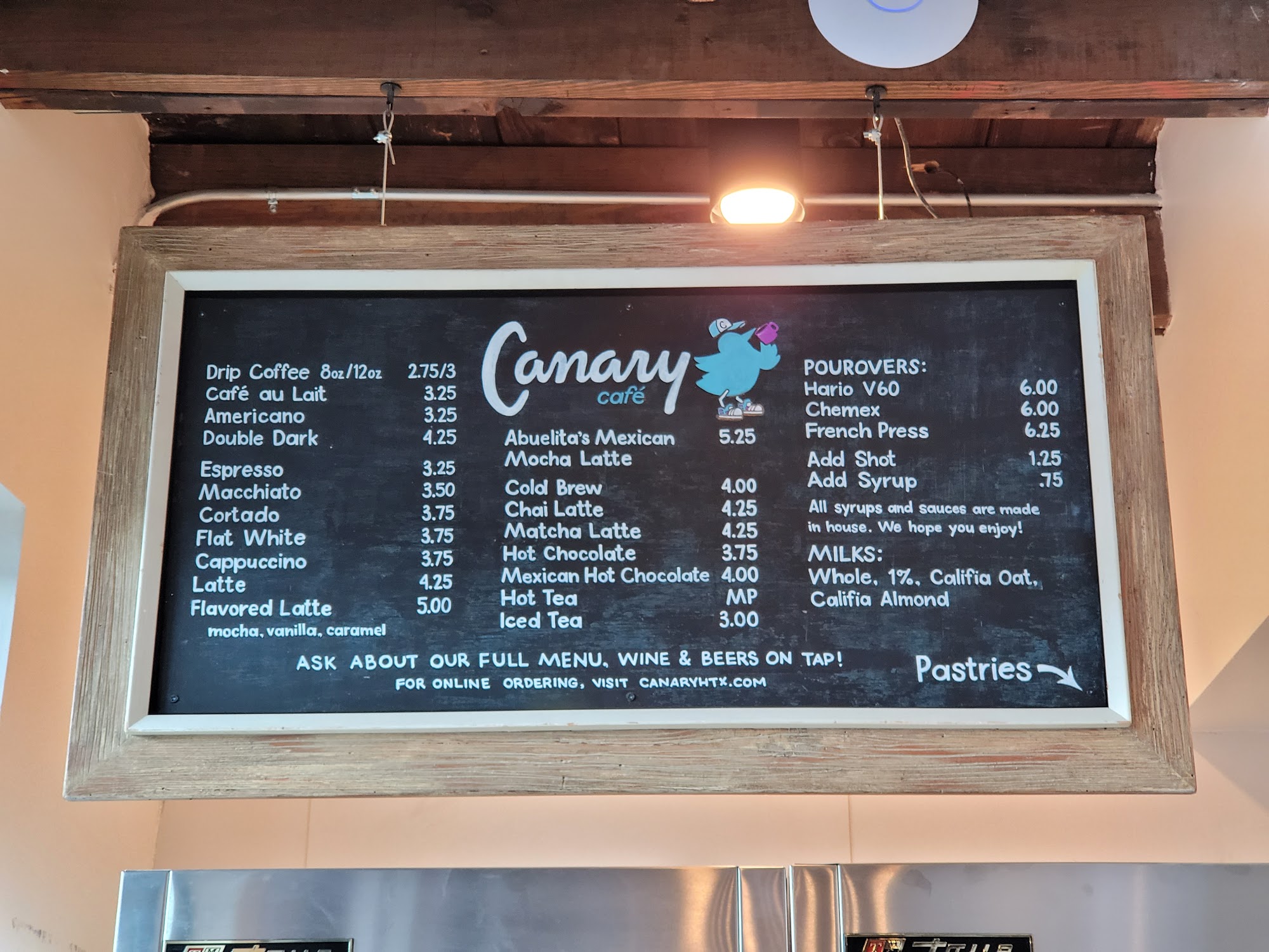 Canary Café Menu