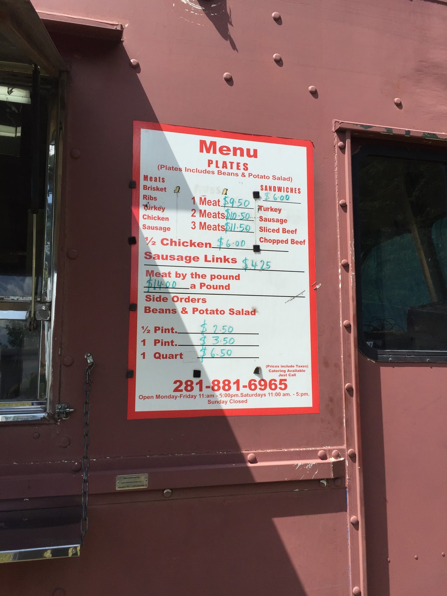 Luling Smoke House BBQ Menu