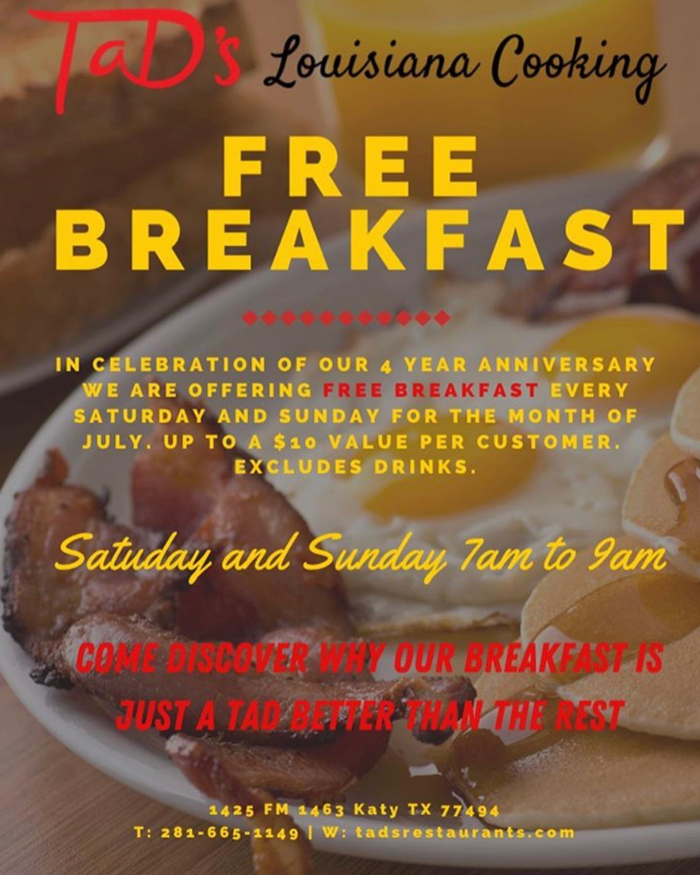 TaD's Louisiana Cooking- katy 1425 FM 1463, Katy