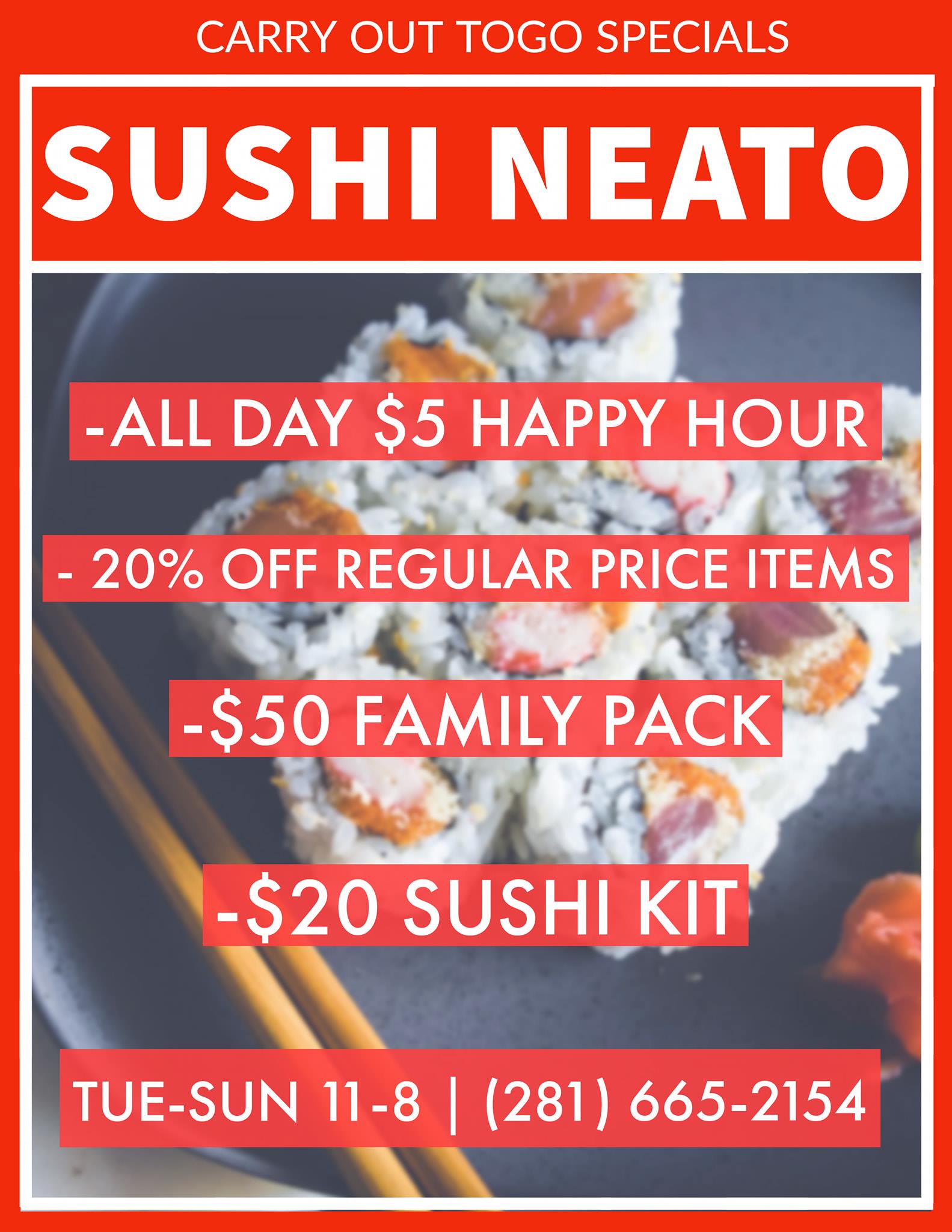 Sushi Neato 2944 s Mason rd #o,p, Katy