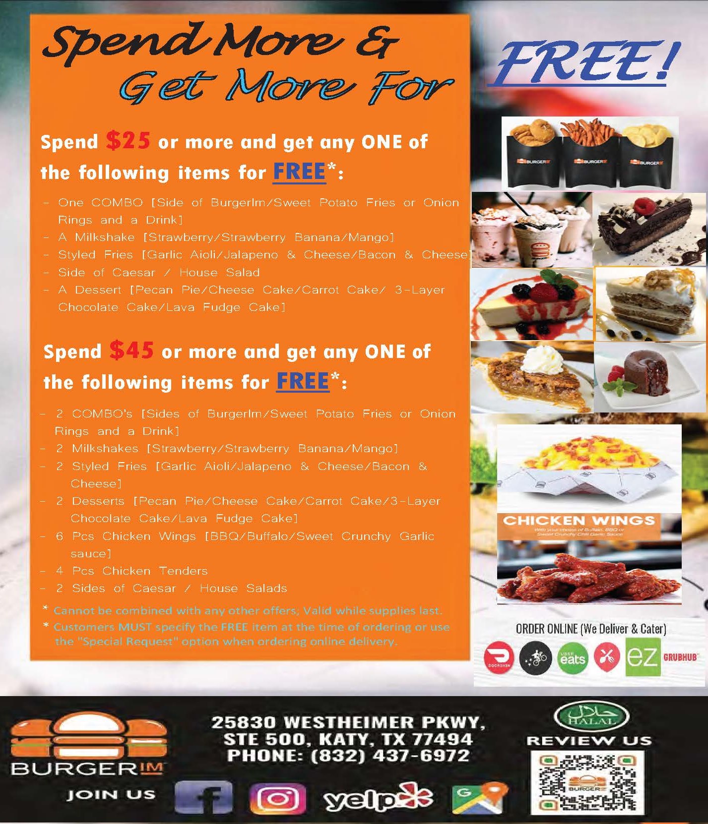 BurgerIM Halal 25830 Westheimer Pkwy Suite 500, Katy