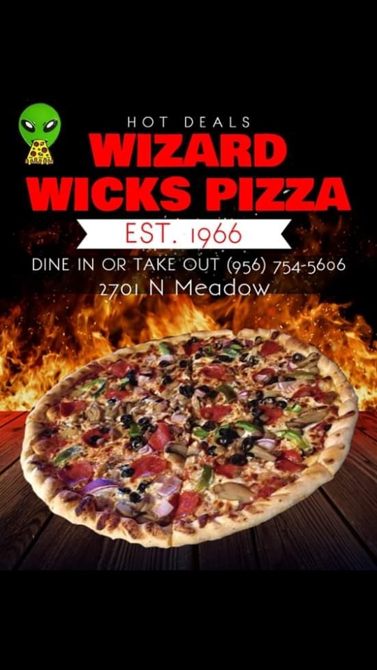 Wizard Wicks Pizza (Laredo'sOriginal) 2701 N Meadow Ave, Laredo