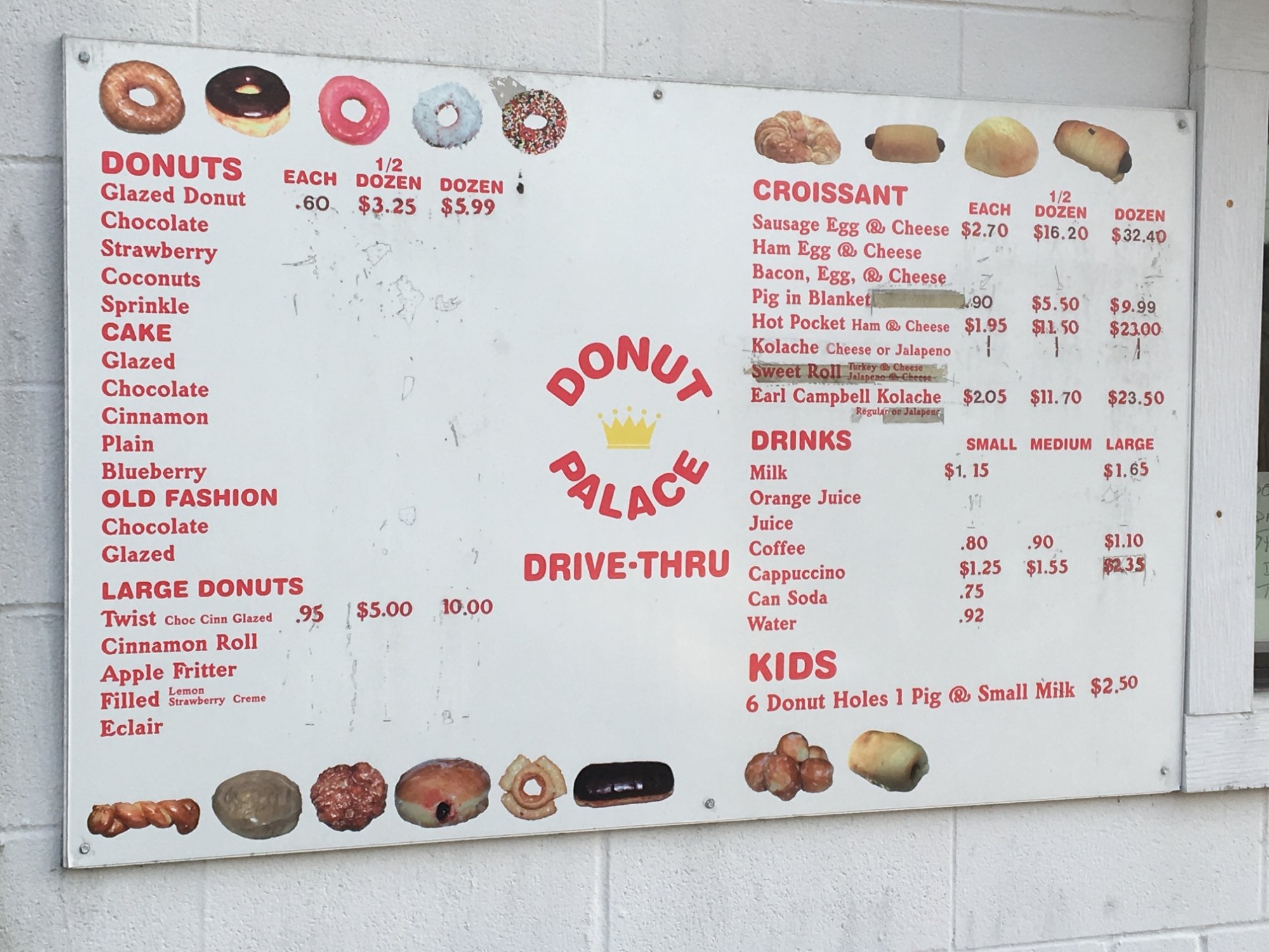 Donut Palace Menu