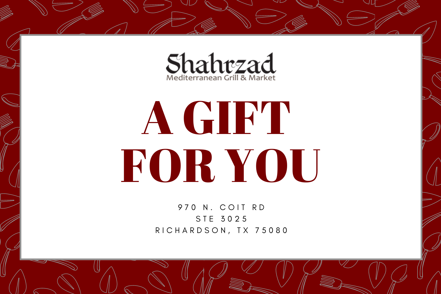 Shahrzad Mediterranean Market & Grill 970 N Coit Rd #3025, Richardson