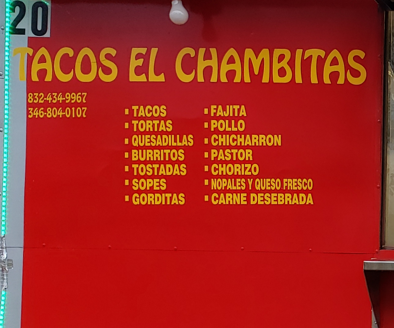 Tacos el chambitas Menu