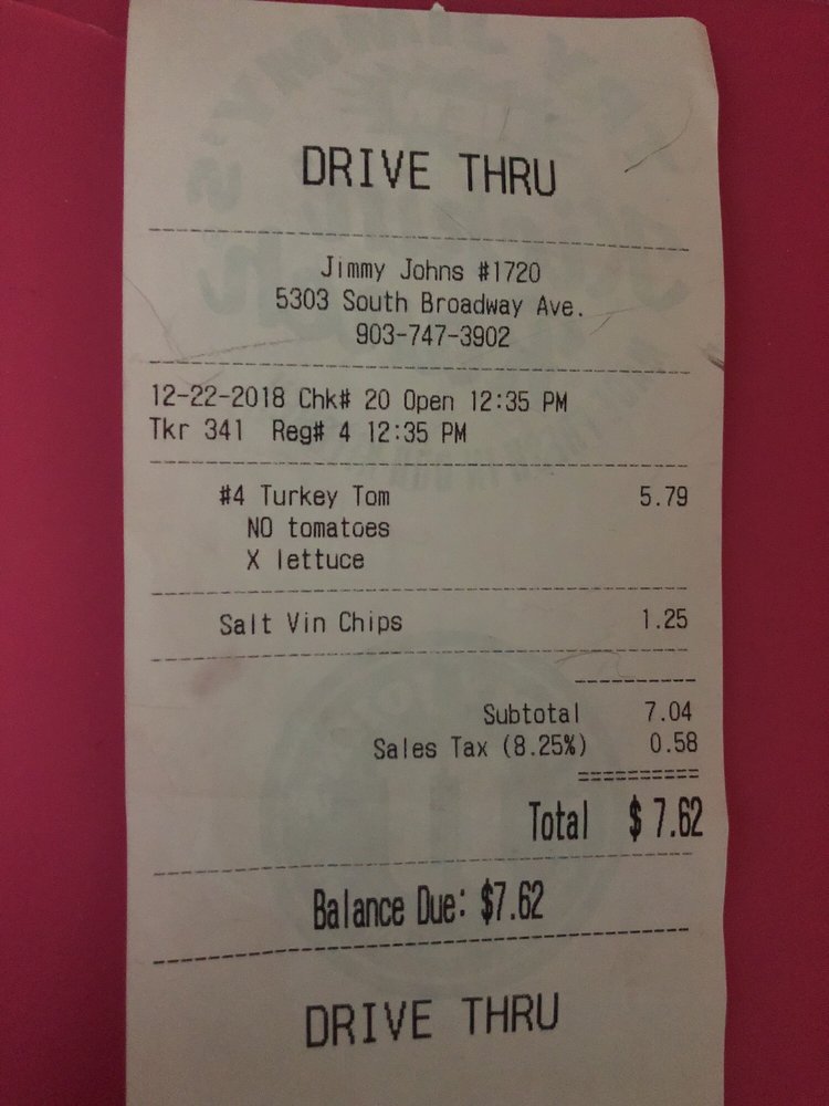 Jimmy John's 5303 S Broadway Ave, Tyler