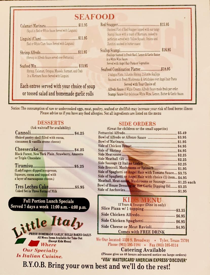 Little Italy Restaurant 3320 S Broadway Ave, Tyler