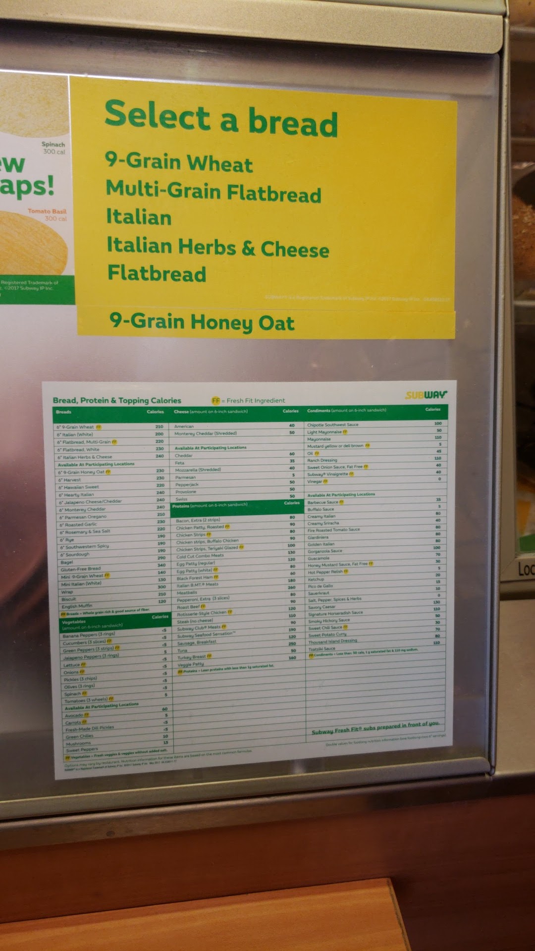 Subway Menu