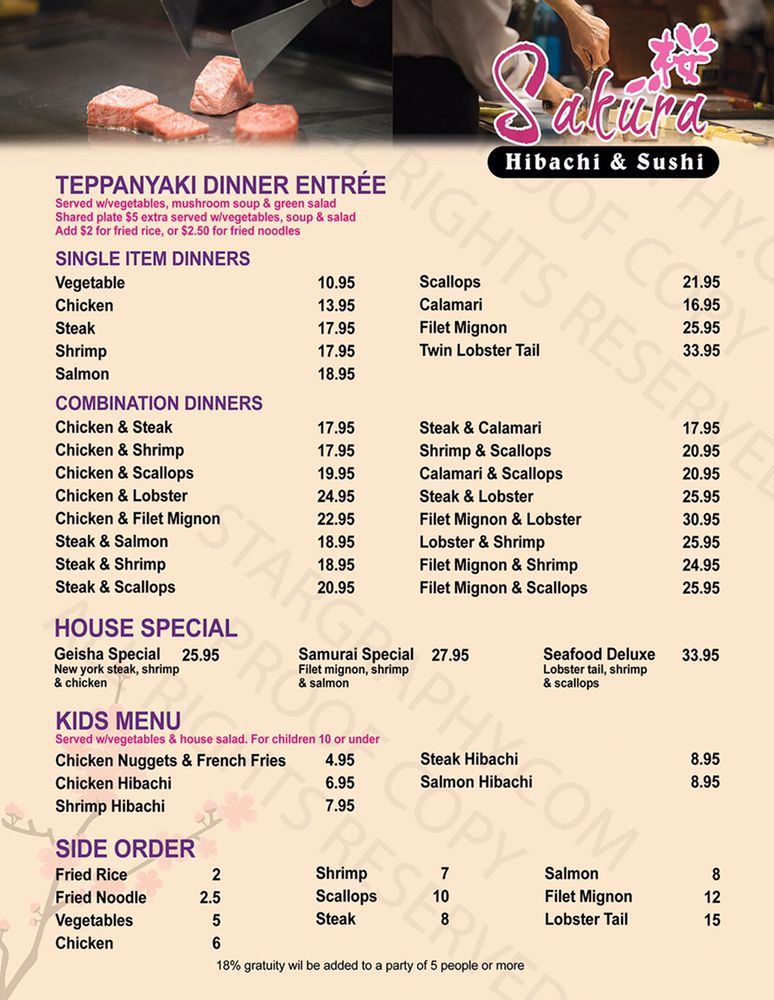 Sakura Hibachi Steakhouse & Sushi 3370 State St #8, Salt Lake City