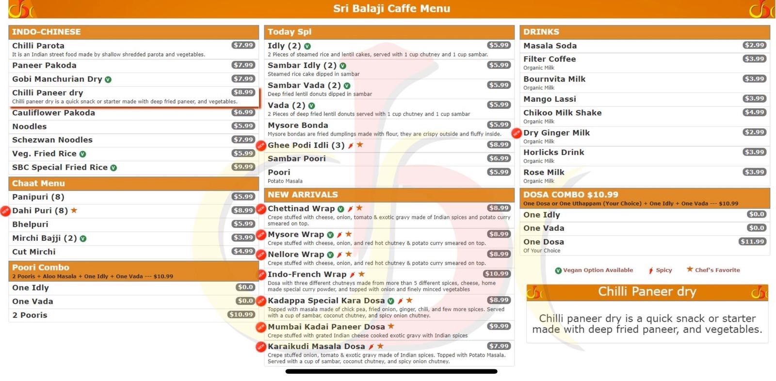 Sri Balaji Caffe 1617 9000 S, West Jordan