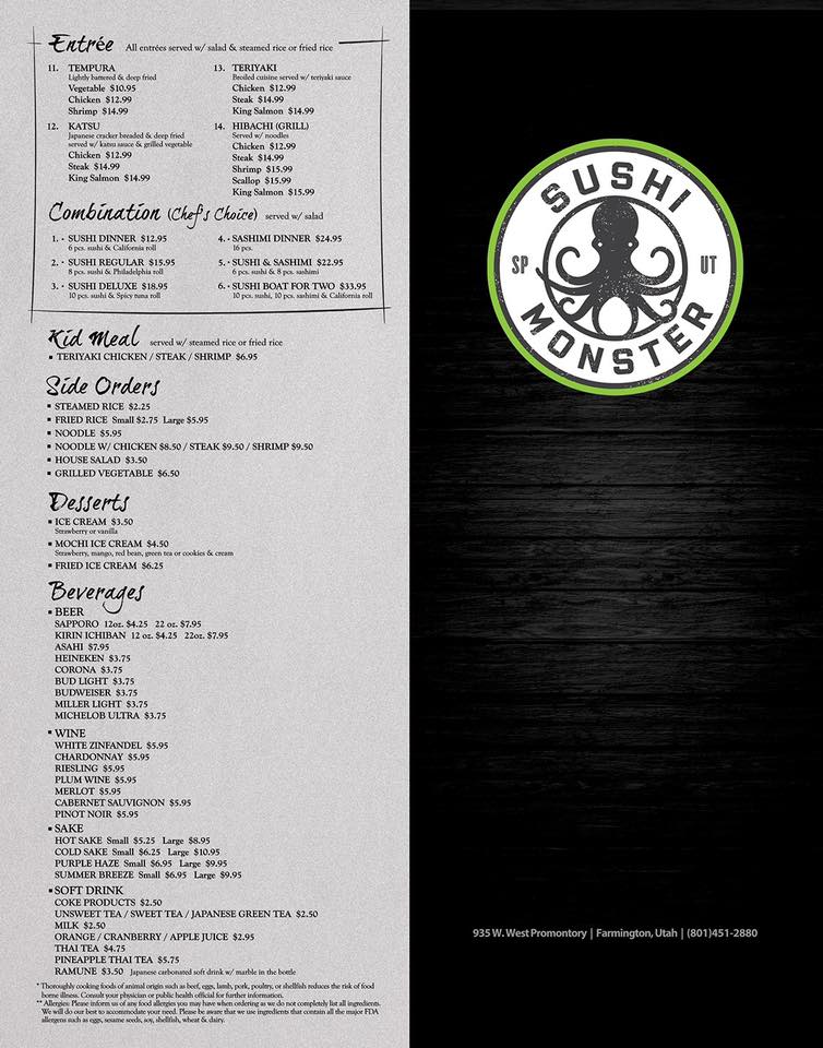 Sushi Monster 3567 Constitution Blvd, West Valley City
