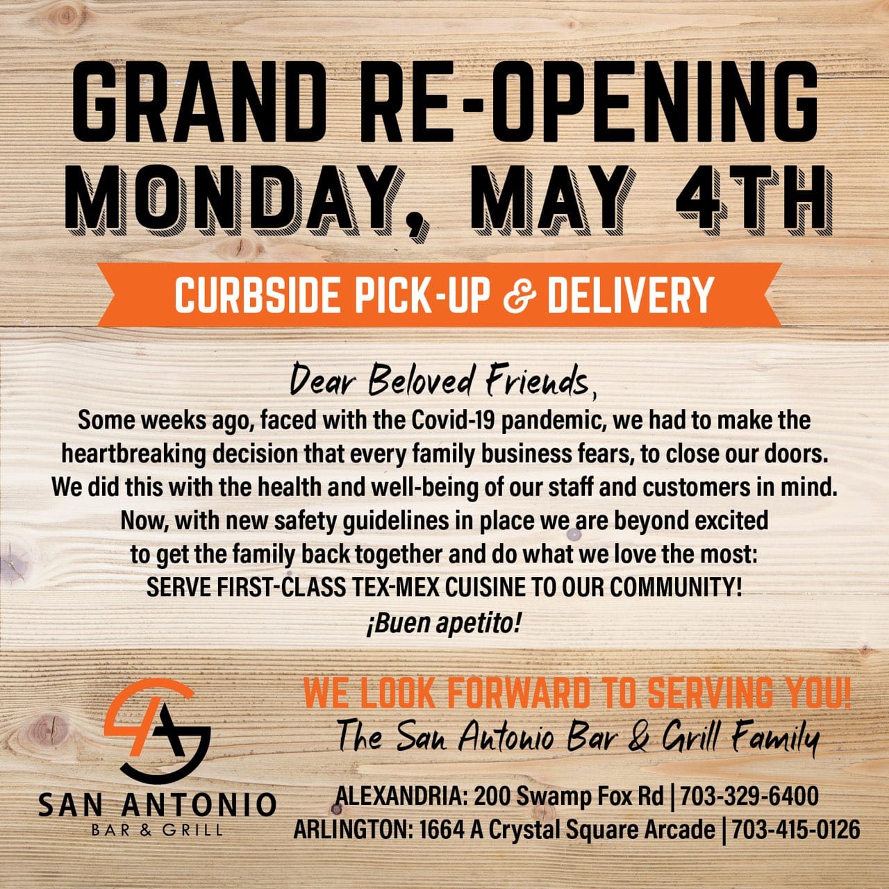 San Antonio Bar & Grill 200 Swamp Fox Rd, Alexandria