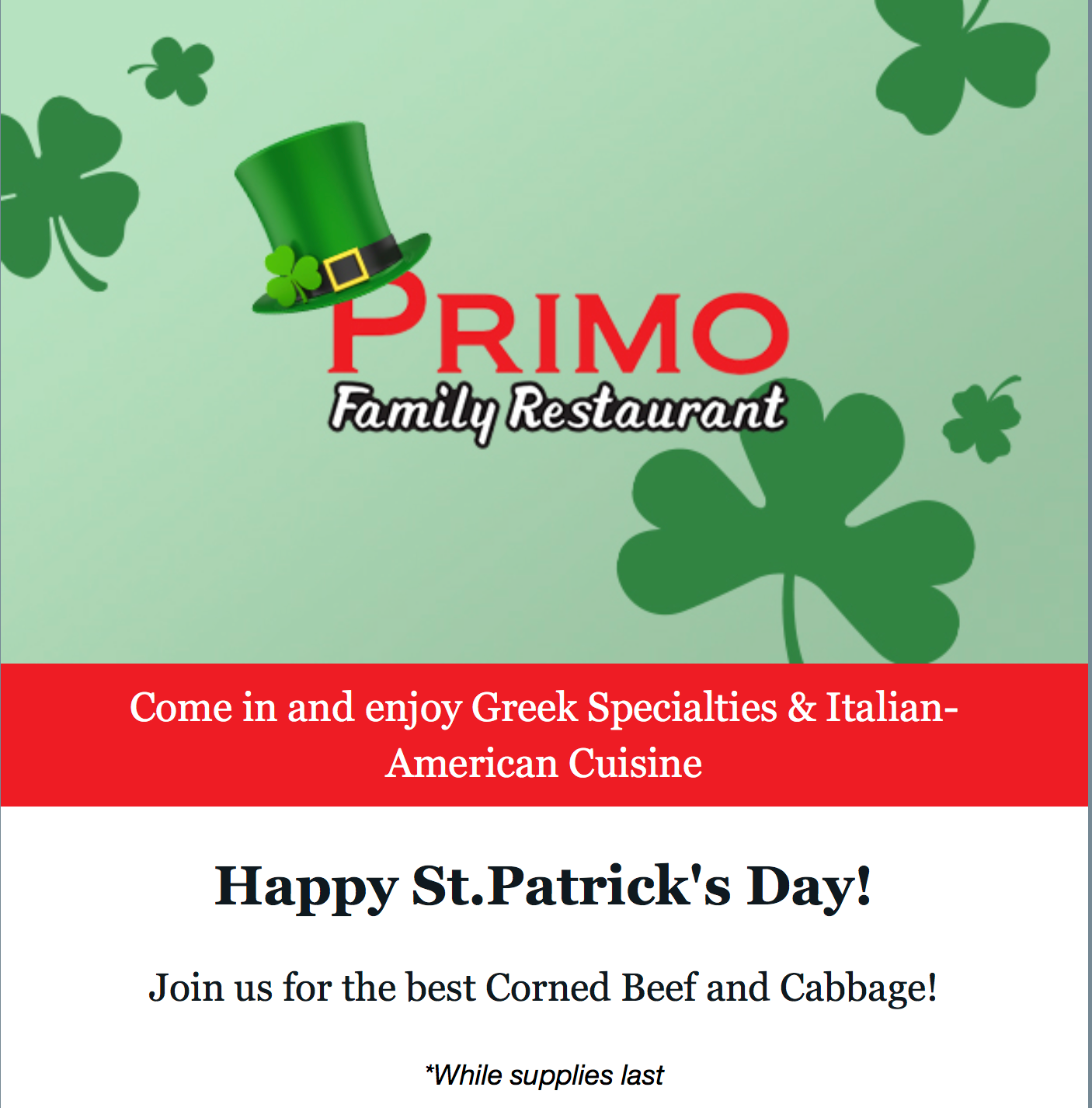 Primo Family Restaurant 1636 Belle View Blvd, Alexandria