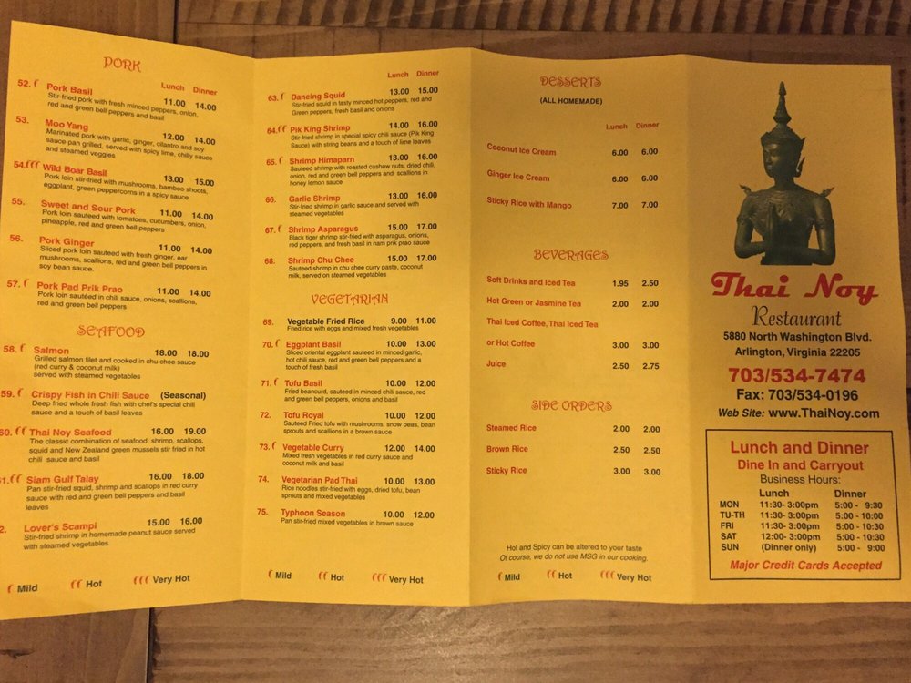 Thai Noy Restaurant 5880 Washington Blvd, Arlington