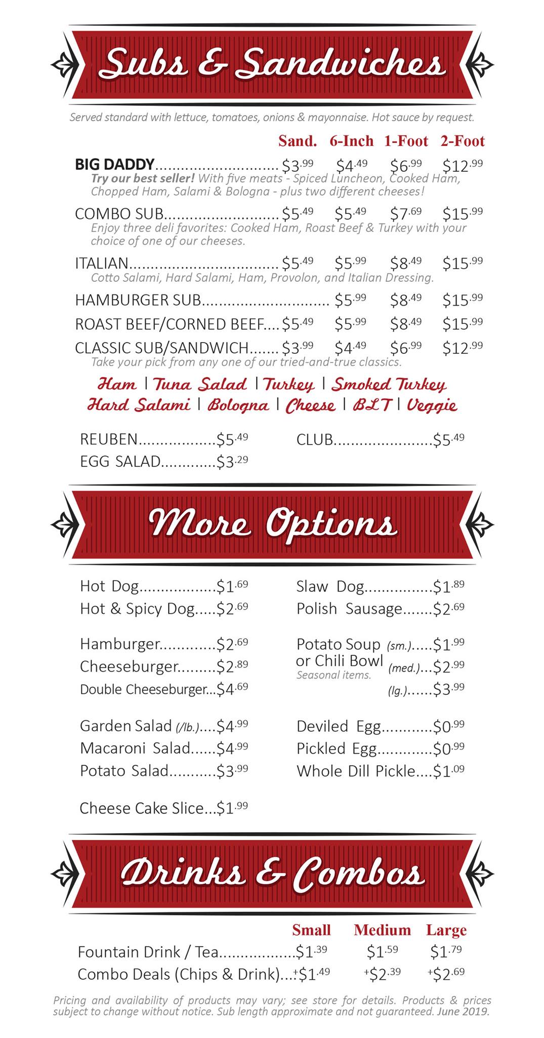 Big Eddie's Deli Menu