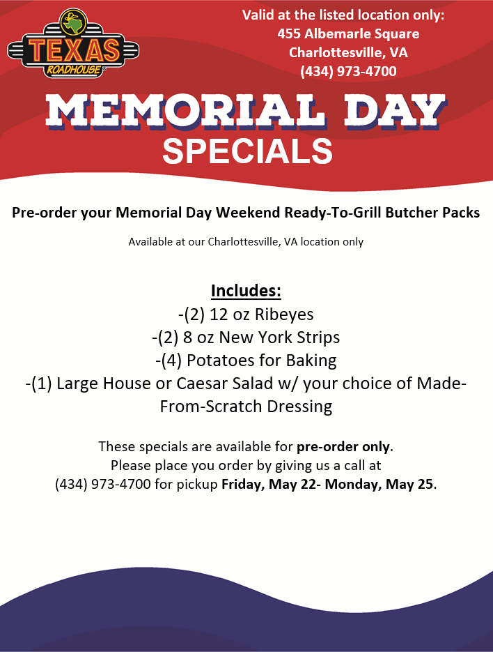 Texas Roadhouse 455 Albemarle Square, Charlottesville