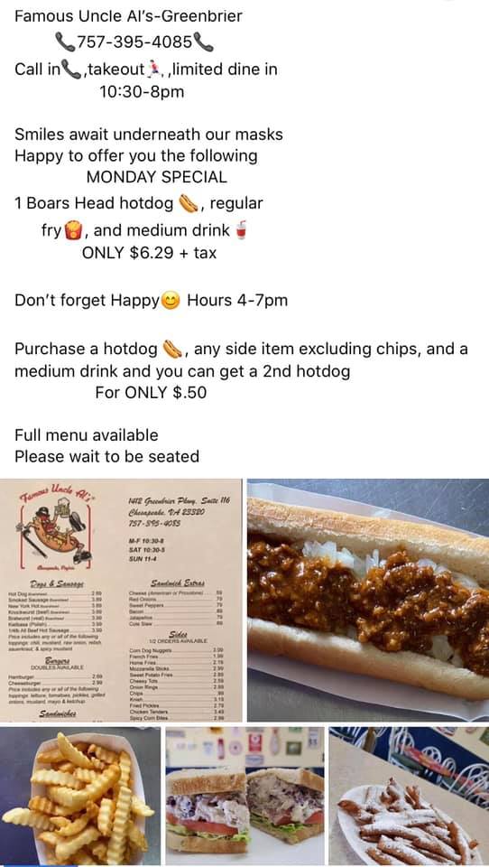 Famous Uncle Al's 1412 Greenbrier Pkwy # 116, Chesapeake